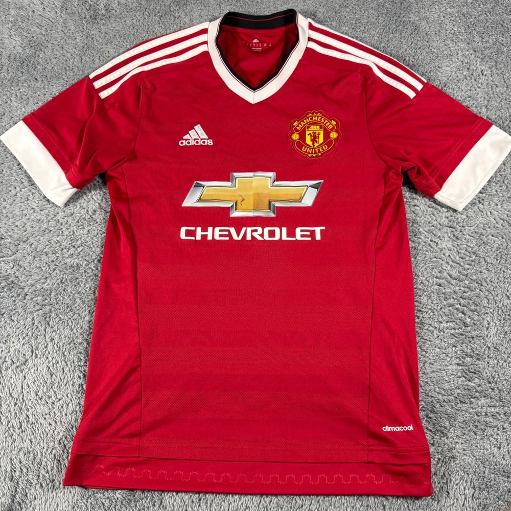 Adidas Manchester United Soccer Jersey Mens Small Red 2015-16 Home Shirt